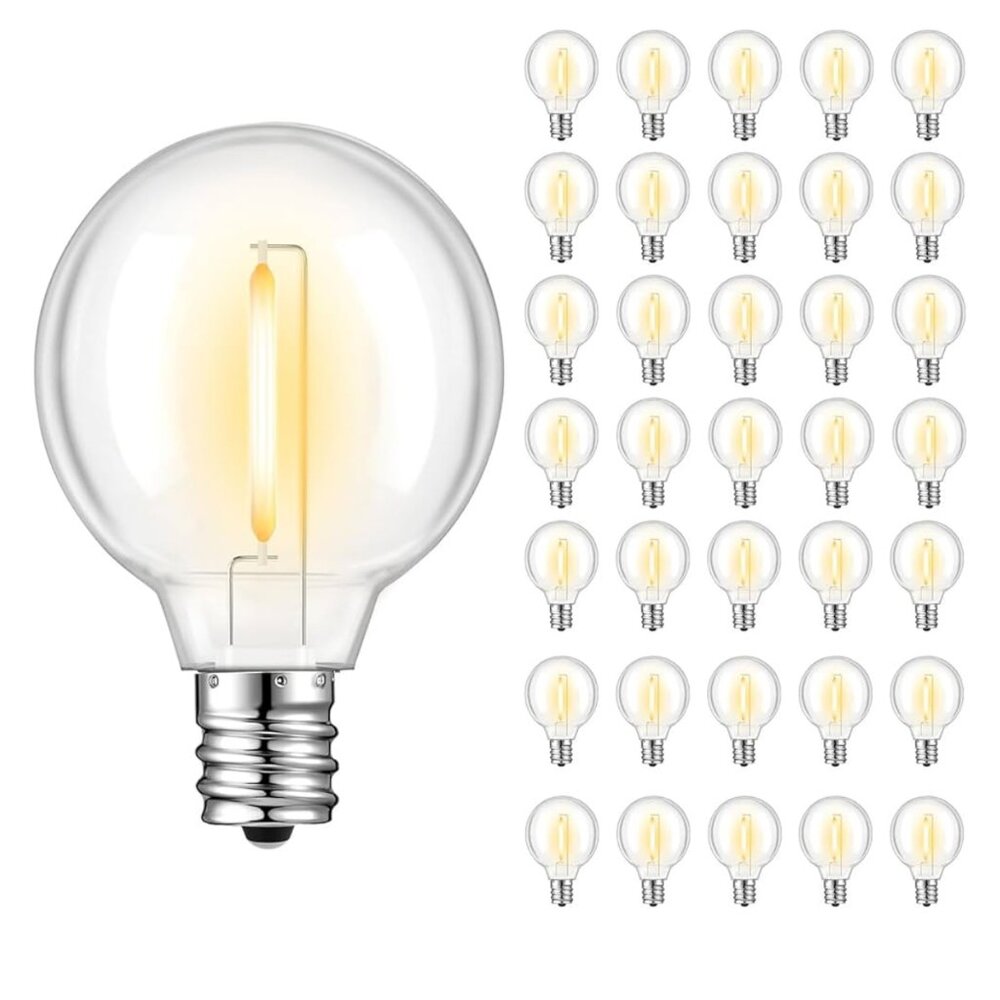 36 Pack G40 LED Replacement Bulbs  Shatterproof 1 Watt E12 LED Bulb for Outdoor